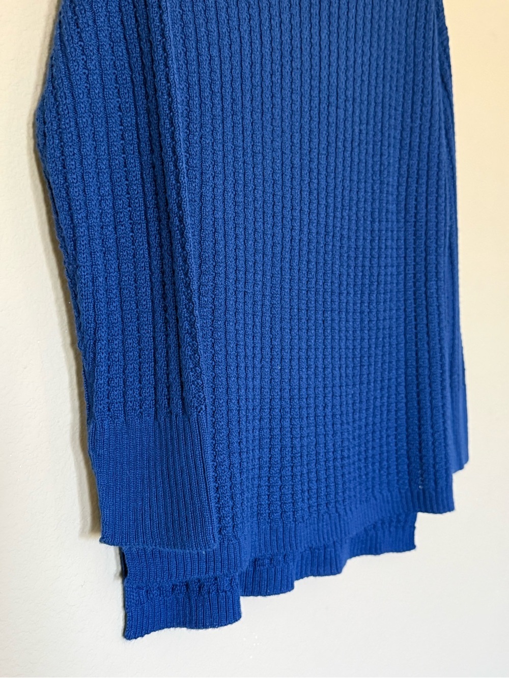 Ann Taylor Cobalt Blue Ribbed Wool Blend Crewneck Sweater Long Sleeve - Picture 4 of 7